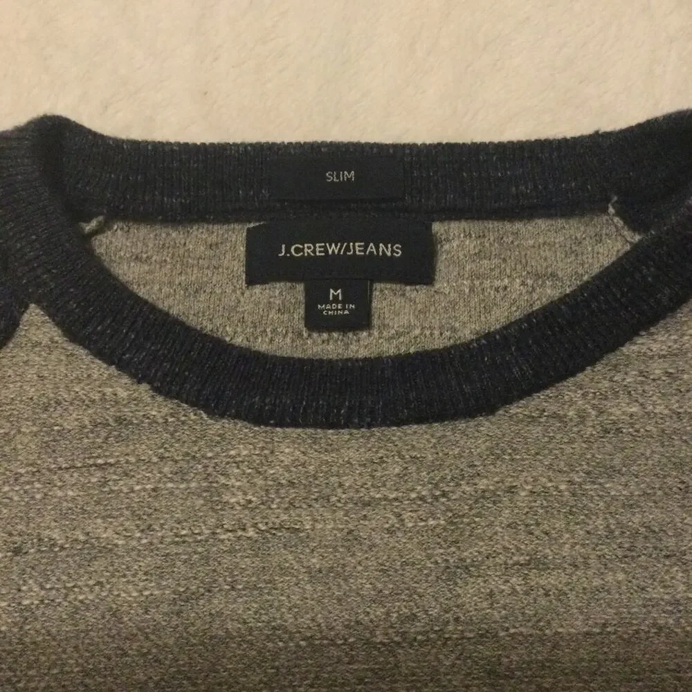 J. Crew Jean Slim Gray Blue Long Sleeve Pull Over Sweater Men’s M‎
